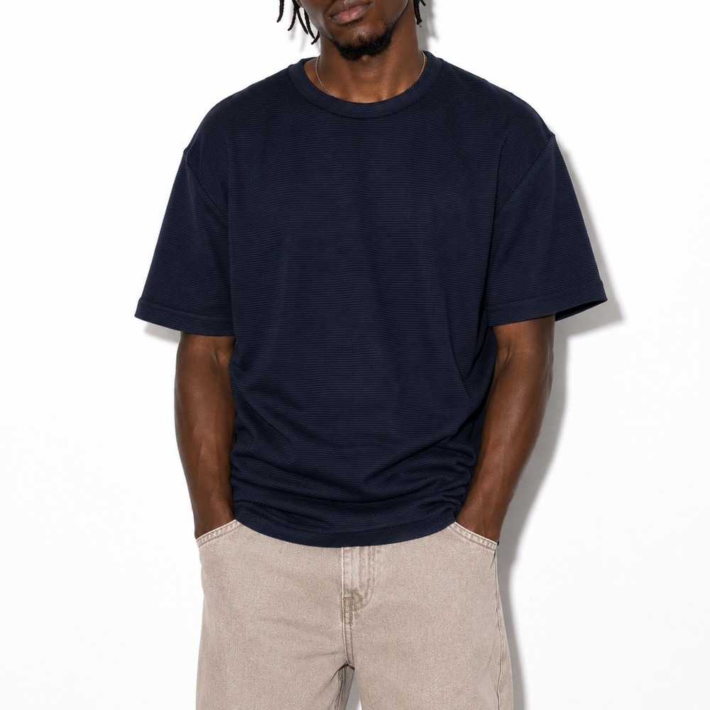 Axis Pullover T-Shirt Men's Large Navy‎ Crew Neck Ribbed Knit Casual Wear